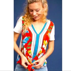 || ANTHRO AKEMI + KIN || floral tie front tee